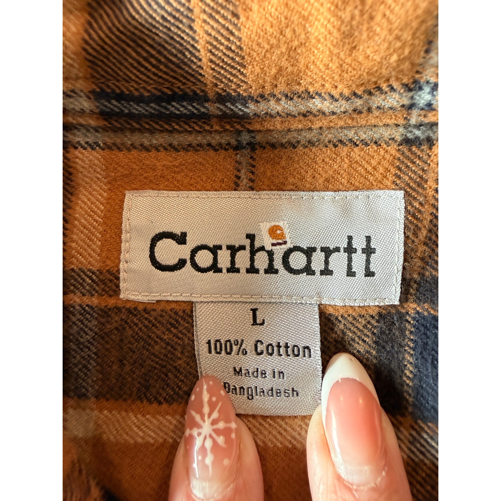 Carhartt Mens Brown 100% Cotton Flannel Size L — image 3 of 4